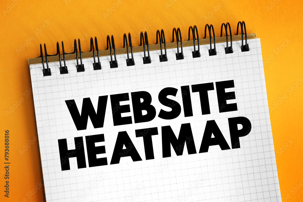 Obraz premium Website Heatmap is a behavior analytics tool that helps you understand how visitors interact with individual website pages, text concept on notepad