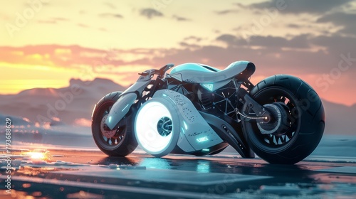 A sleek and stylish visualization of a futuristic motorcycle AI generated illustration