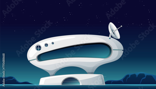 Modern design observatory with a star-filled night background