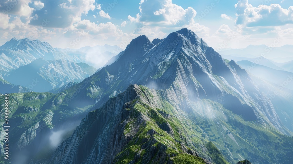 A stunning 3D rendering of a mountain landscape  AI generated illustration