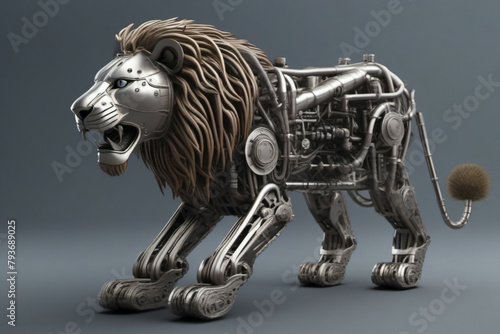 Mechanical metallic lion fi...