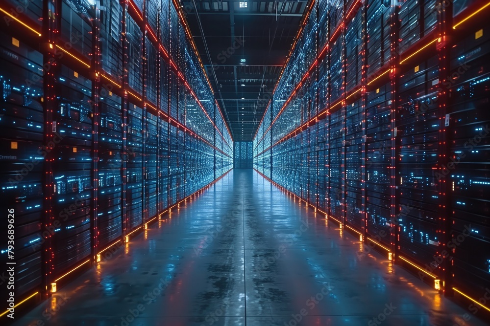 A high-tech warehouse equipped with AI-powered inventory management systems that track stock levels, monitor expiration dates, and optimize storage space using advanced algorithms A high-tech warehouse equipped with AI-powered inventory management systems that track stock levels, monitor expiration dates, and optimize storage space using advanced algorithms