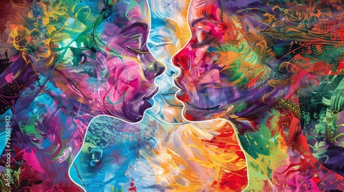 A vibrant and colorful allegory of love and connection  AI generated illustration