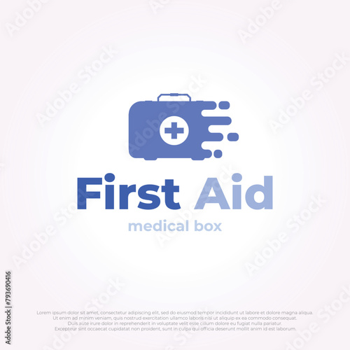 medical bag emblem logo design icon. emergency first aid illustration template