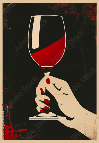 affiche ancienne style années 50 qui fait la promotion du vin rouge