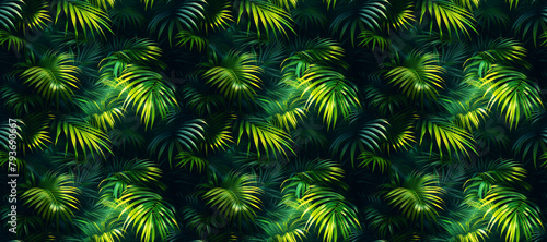 Tropical Rainforest jungle monstera and sabal palm leaves seamless pattern wallpaper