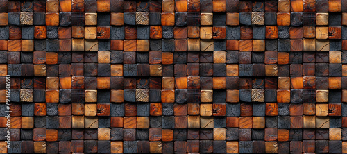Colorful seamless wooden wall with square seamless pattern wallpaper