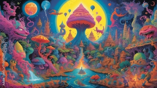 trippy vibrant world -generative ai