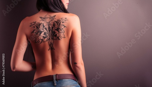 Woman with tattoos on her back