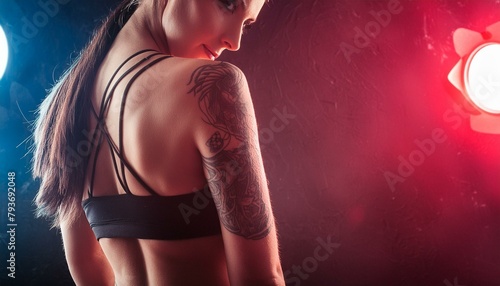 Woman with tattoos on her back