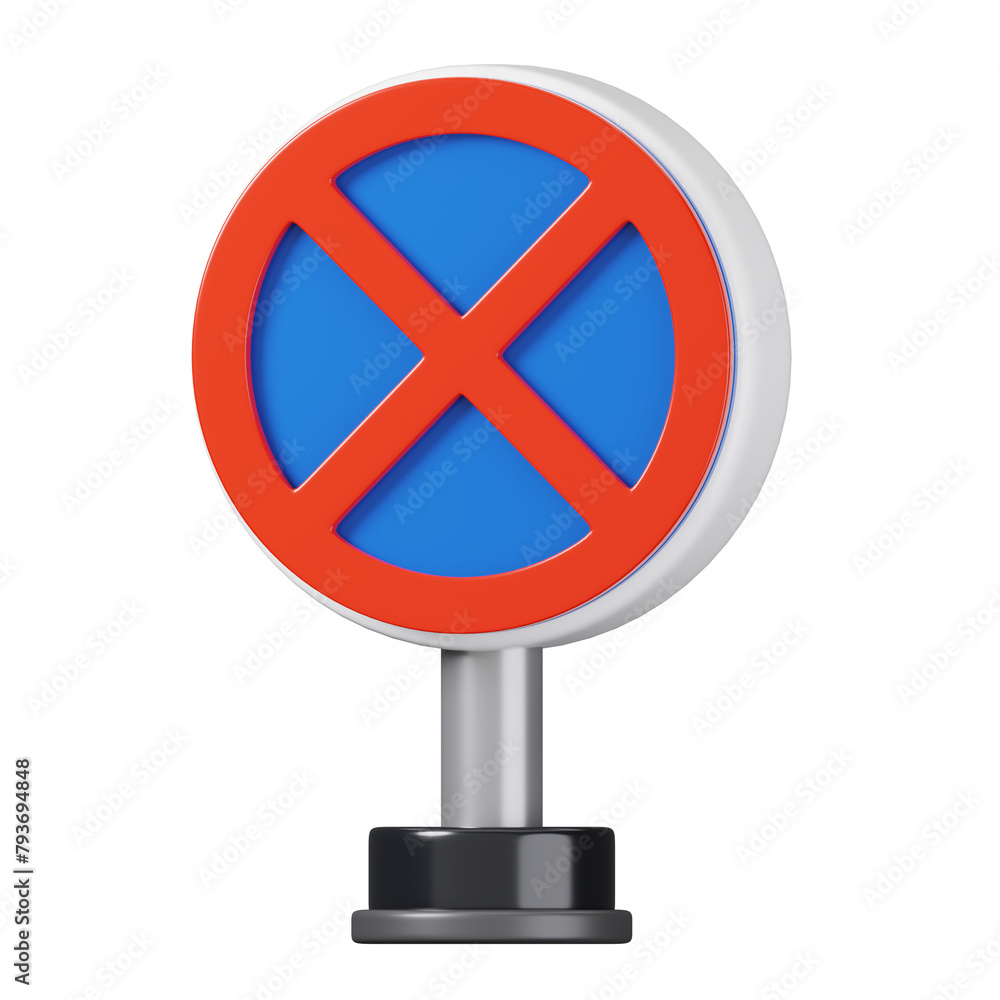 No stopping and Parking sign isolated. Traffic mandatory road sign board. 3d Illustration No stopping and Parking sign isolated. Traffic mandatory road sign board. 3d Illustration