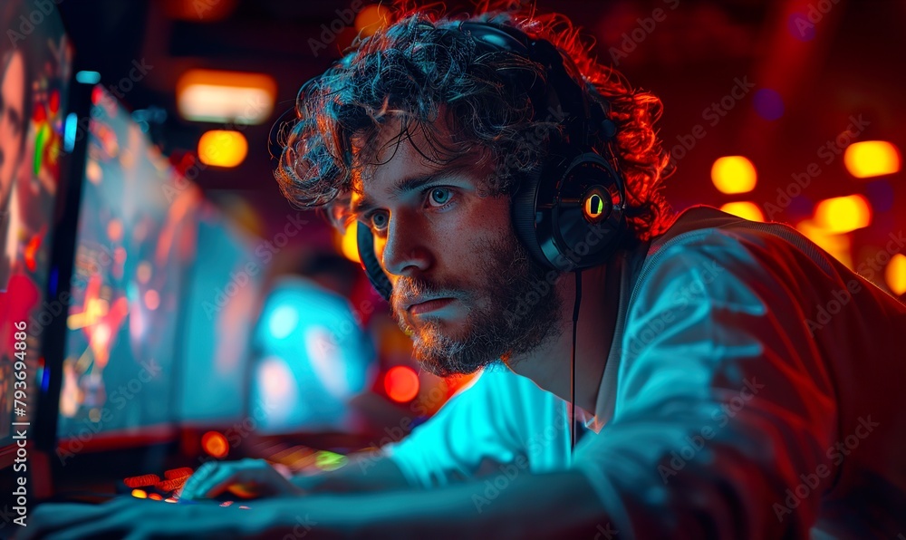 Young gamer intensely playing Young gamer intensely playing