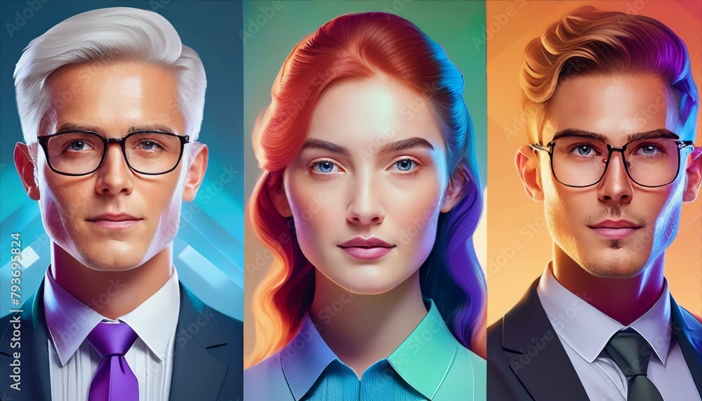 AI business people colleagues collage collection AI business people colleagues collage collection