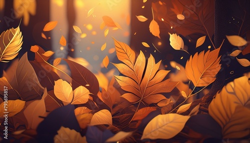 autumn leaf background illustration rich fall colours 