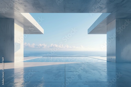 Concrete outdoor square building,Empty architectural background.