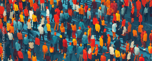crowd isometric vector flat minimalistic isolated illustration