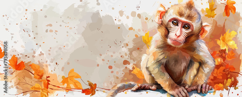 little monkey in watercolor style. Isolated vector illustration