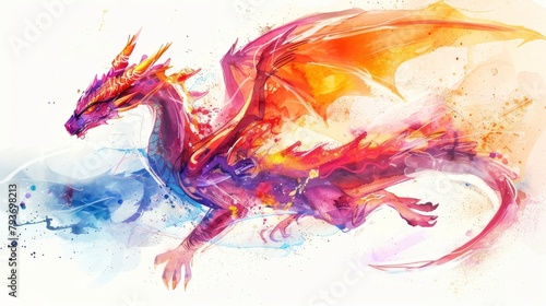 Stunning fantasy dragon illustrations with vibrant colors and dynamic poses against a minimalist white background