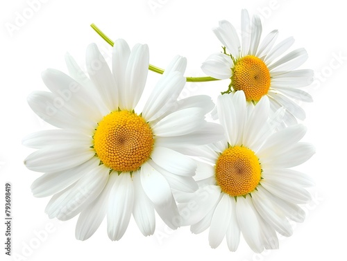 Bright and Cheerful White Daisy Flowers Blooming in Summer Meadow