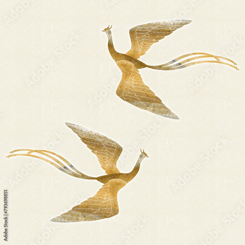 装飾的な模様の羽毛を持つ鳳凰　縁起物　伝説・神話の鳥 photo