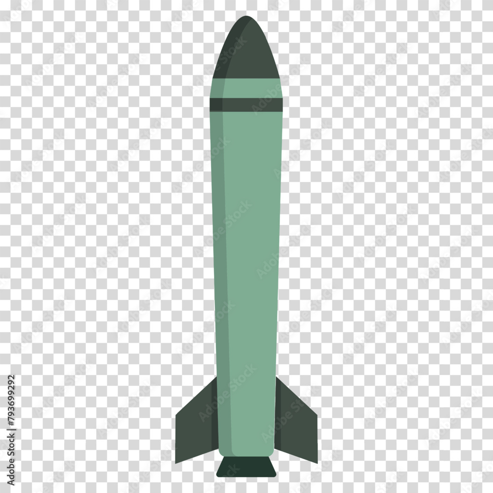 Gray missile, warhead, intercontinental combat missile, military design, flat design, simple image, cartoon style. Weapons of mass destruction concept. Vector line icon for business and advertising Gray missile, warhead, intercontinental combat missile, military design, flat design, simple image, cartoon style. Weapons of mass destruction concept. Vector line icon for business and advertising