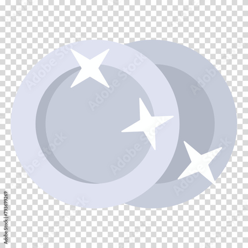 Washed dishes, sparks, shine, plates, porcelain, meal, food, dishwasher, flat design, simple image, cartoon style. Housework concept. Vector line icon for business and advertising