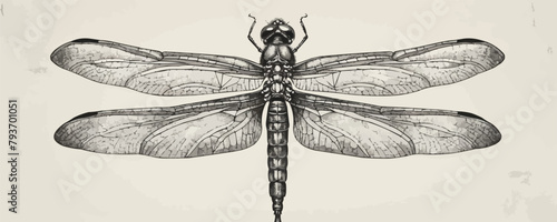 Dragonfly insect hand drawn engraving sketch. vector simple illustration