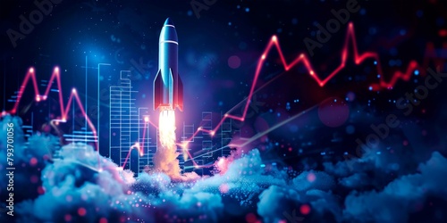illustration digital art of rocket launcher from laptop 