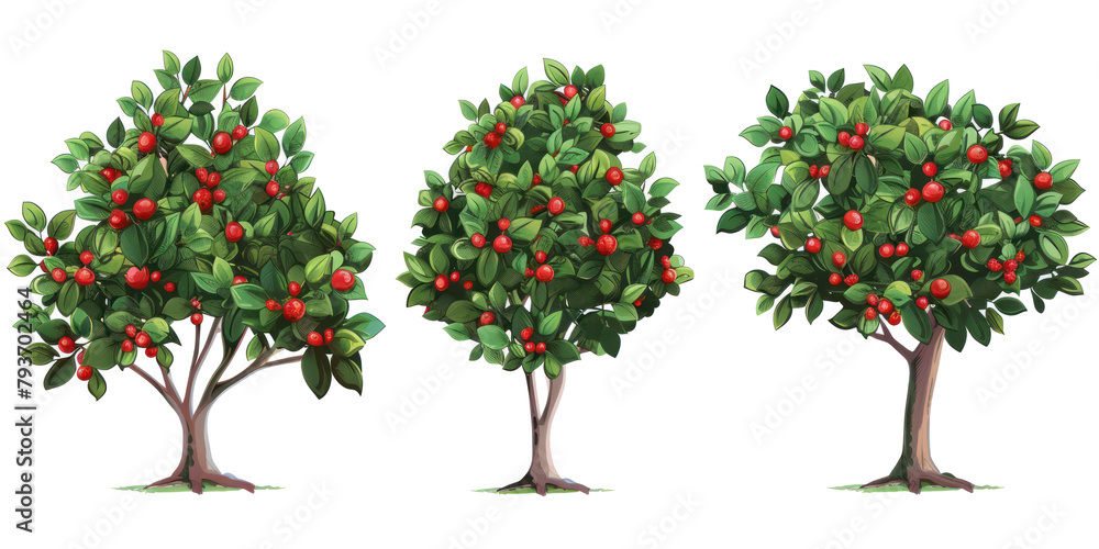 Fototapeta premium Ilex x aquipernyi or Aquipern Holly tree collection isolated on transparent background