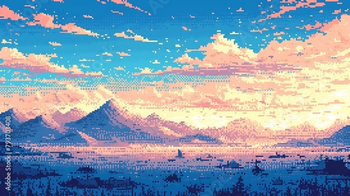 ゲームの世界のドット絵の風景　AI