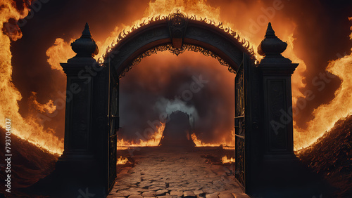 Entrance portal gate door to inferno hell