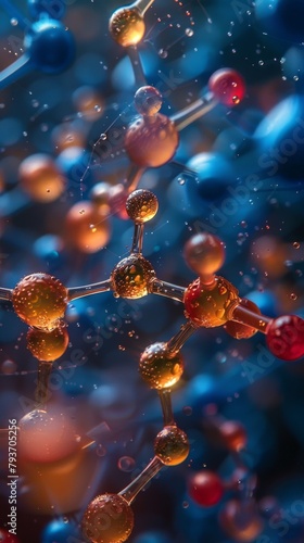 vertical image of molecule structure macro closeup abstract form of life