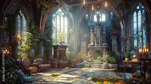 Spectacular picture of interior of a fantasy medieval