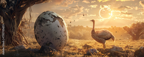 Big Ostrich egg background.