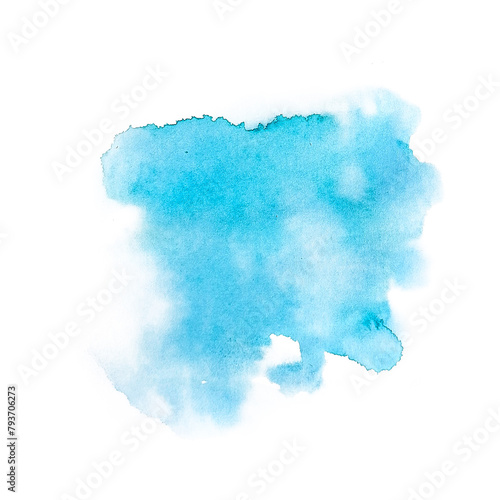 Watercolor blue ink clip art on a white background with white space around the drawing in a high resolution style.