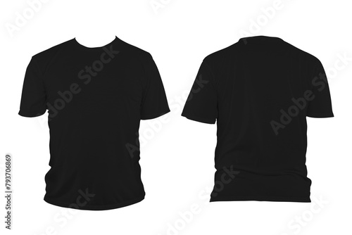 Black t-shirt with round neck, collarless and sleeves. The t-shirt was unbuttoned and had no design or message on it. photo