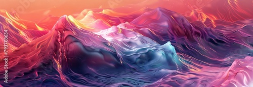 A surreal landscape of flowing with colorful waves