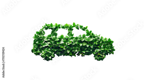 Eco Friendly Car Crafted from Leaves on the transparent background, PNG Format