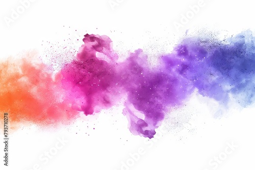 Colorful powder cloud on a transparent white canvas, adding excitement to designs