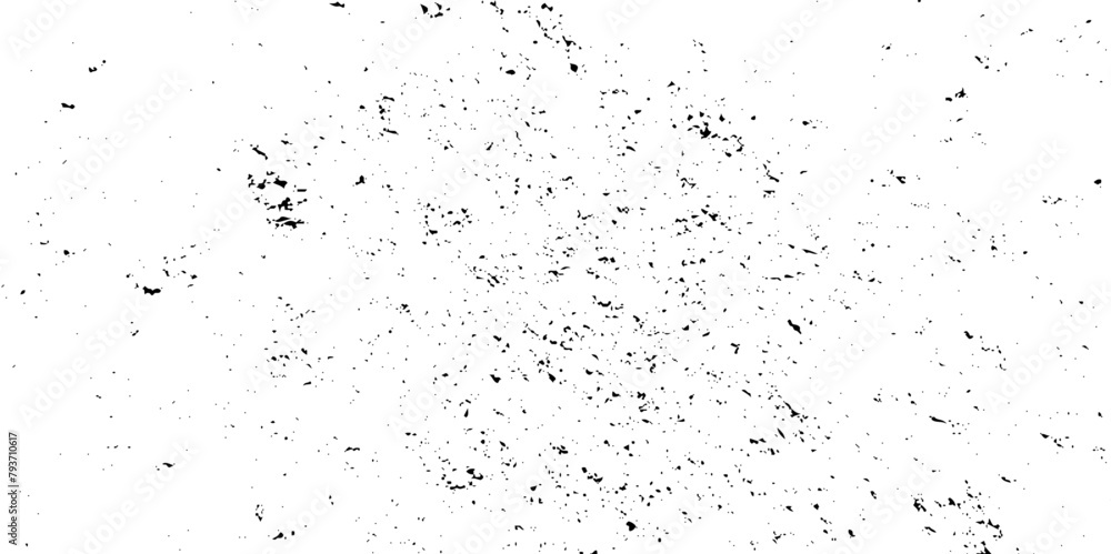 Dust overlay distress grungy effect paint. Black and white grunge seamless texture. Dust and scratches grain texture on white and black background.	