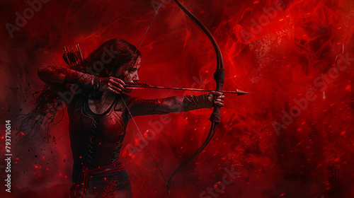 Survivor archer woman banner Horror fantasy banner 