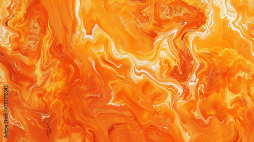 Bright Orange Marble Background, Fiery Swirls and Cool Contrasts © Shayan
