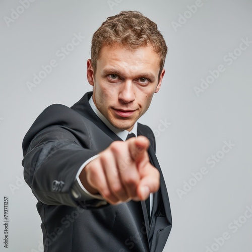 business man points his finger
