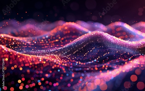 Blurry wave of light creating a mesmerizing bokeh effect in a digital rendering
