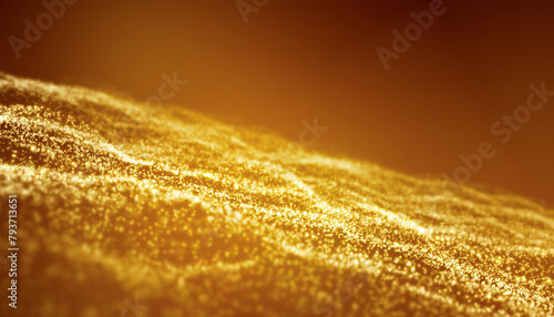 Illustation of golden light shine particles bokeh over golden background - abstract particles background.