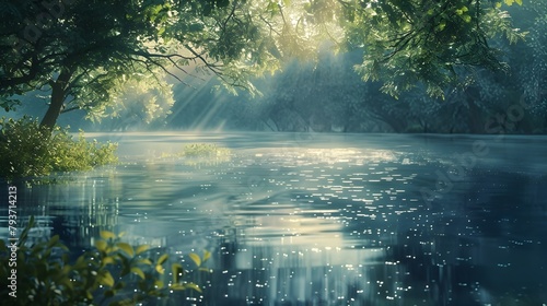 morning on the lake with soft sun shine © Tentendigitalart
