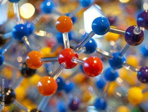 Model of a chemical molecule representing innovative technology in science and medicine, illustrating complex molecular structures for advanced research.