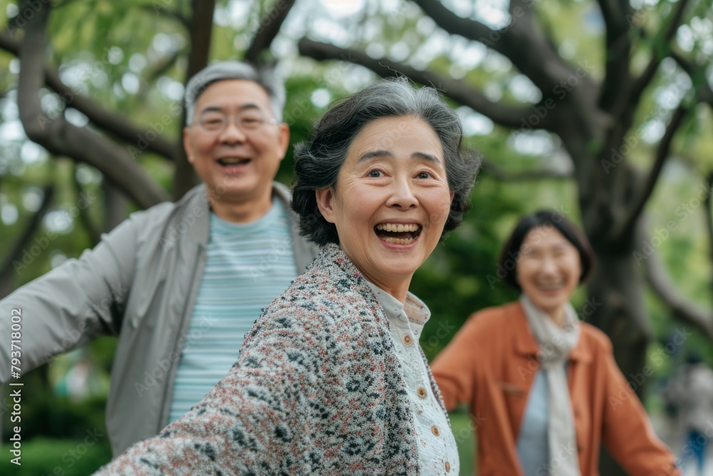 Happy asian senior couple having fun in the park. Elderly people lifestyle concept. Happy asian senior couple having fun in the park. Elderly people lifestyle concept.