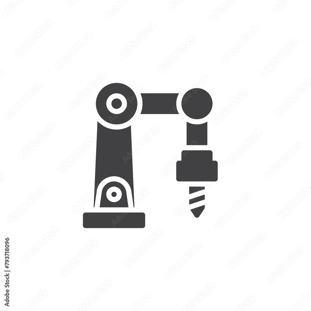Robotic drilling arm vector icon Robotic drilling arm vector icon
