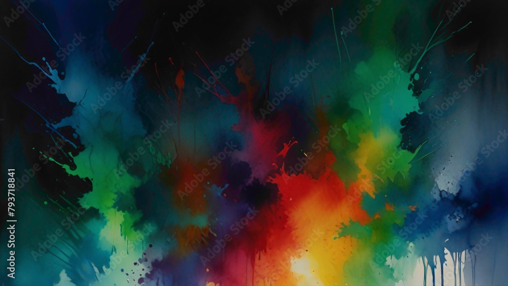 splashes water color background on the dark black gradient surface abstract background of the water color hd background 
